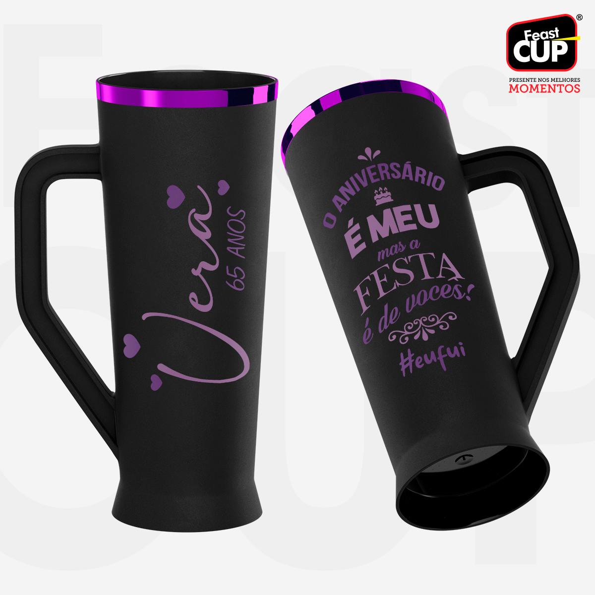 Caneca Slim 430ml - Preta Fosca Premium