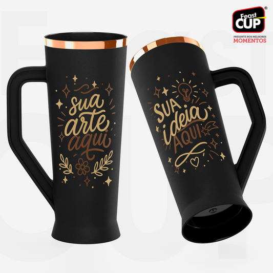 Caneca Slim 430ml - Preta Fosca Premium