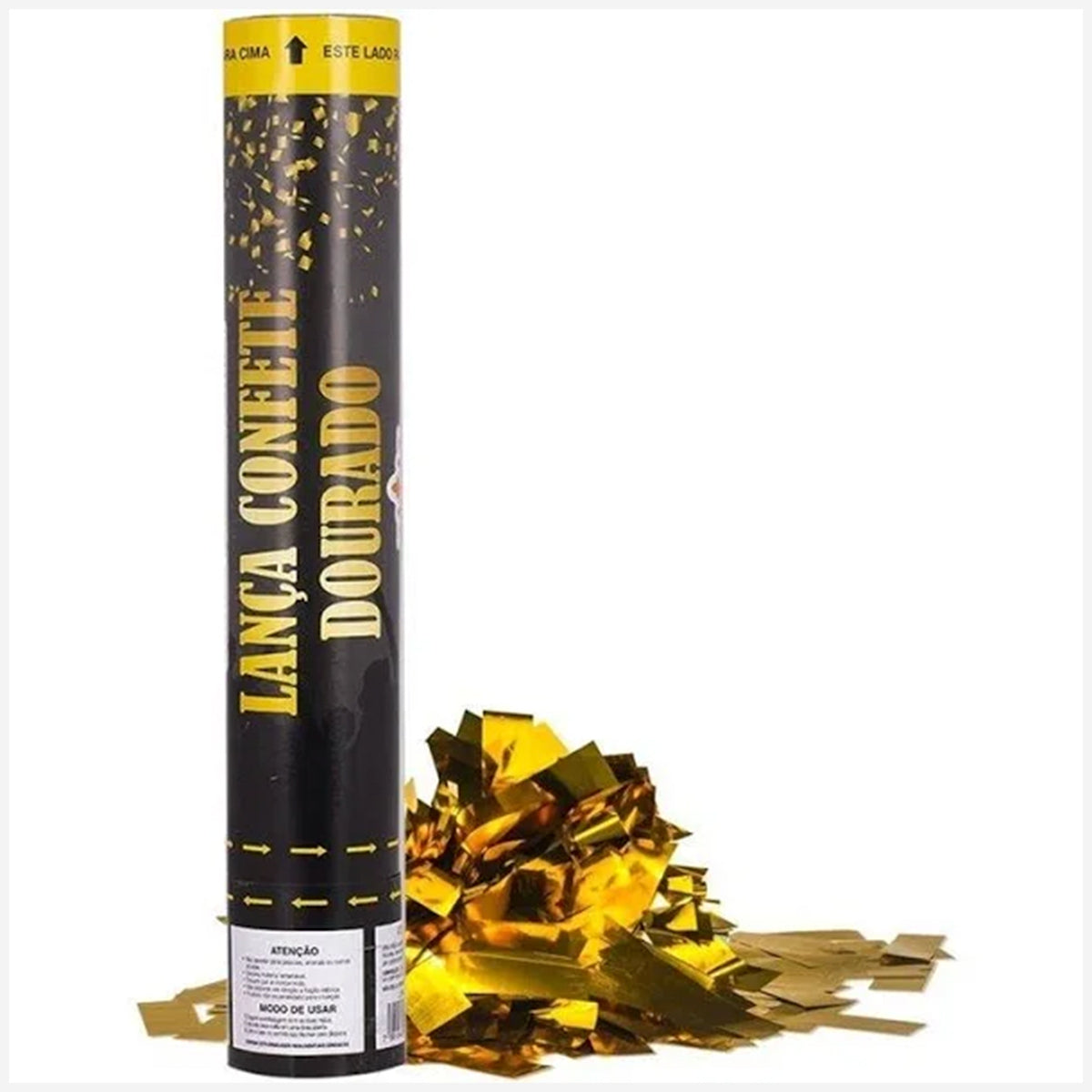 Lança Confete Metalizado Dourado 30cm – Silver