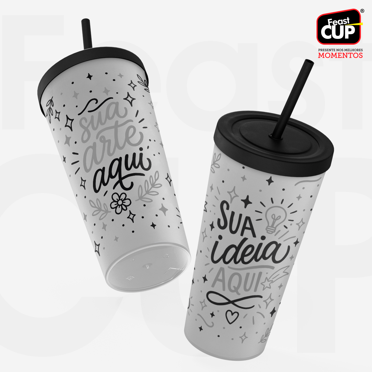 Copo Eco 550ml - Com Tampa e Canudo