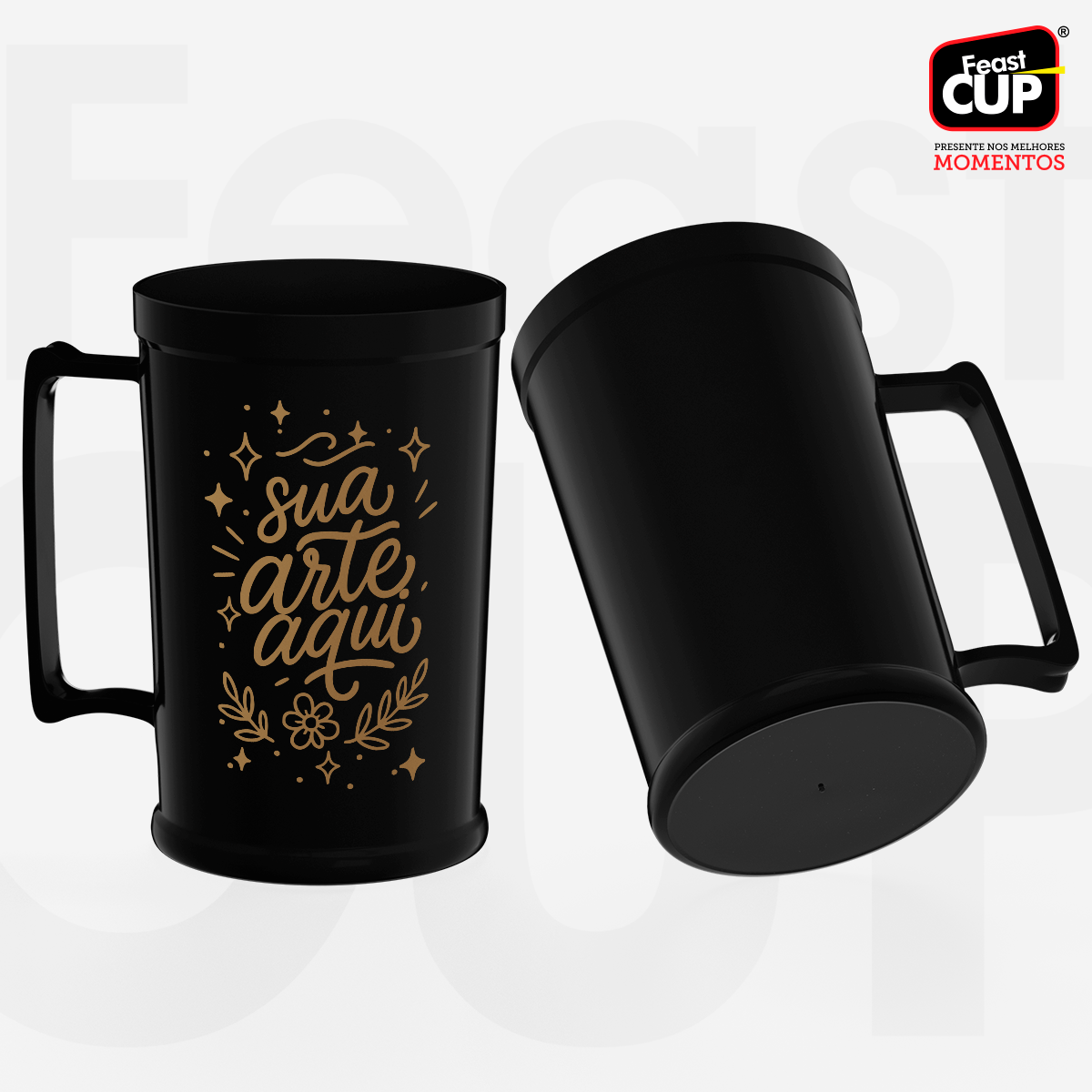 Caneca Chopp 500ml Preta Leitosa