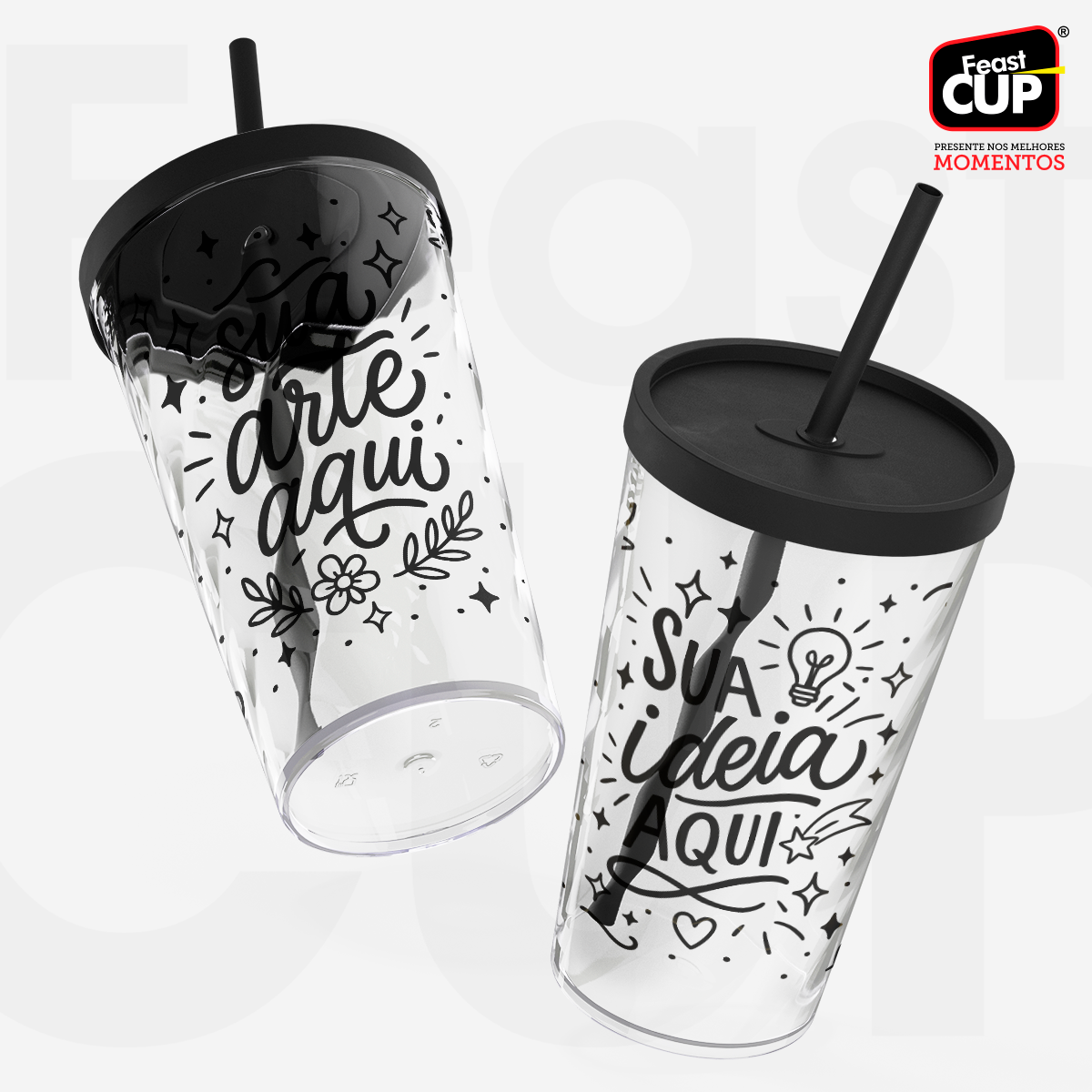 Twister Transparente - Com Tampa e Canudo