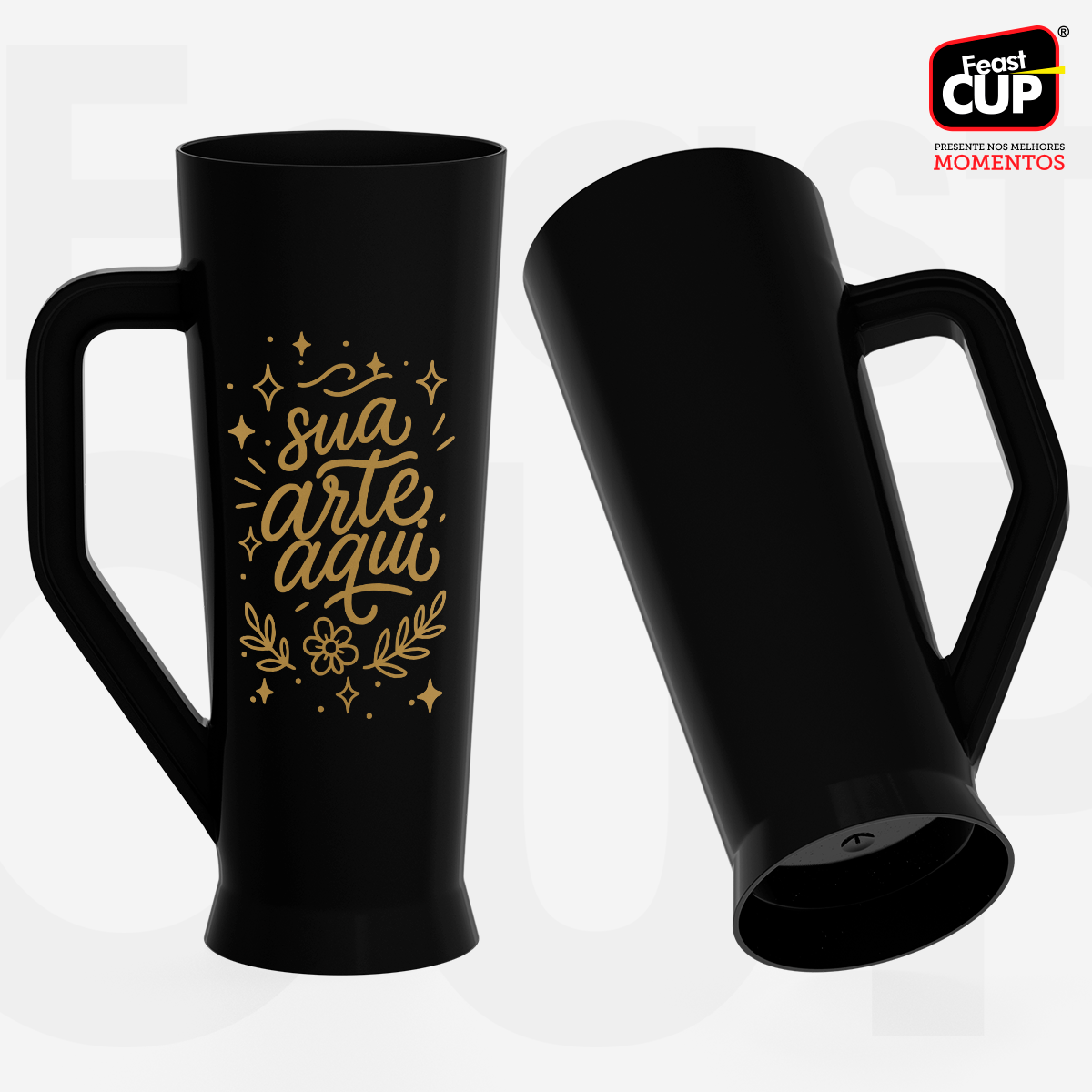 Caneca Slim 430ml Preta Leitosa