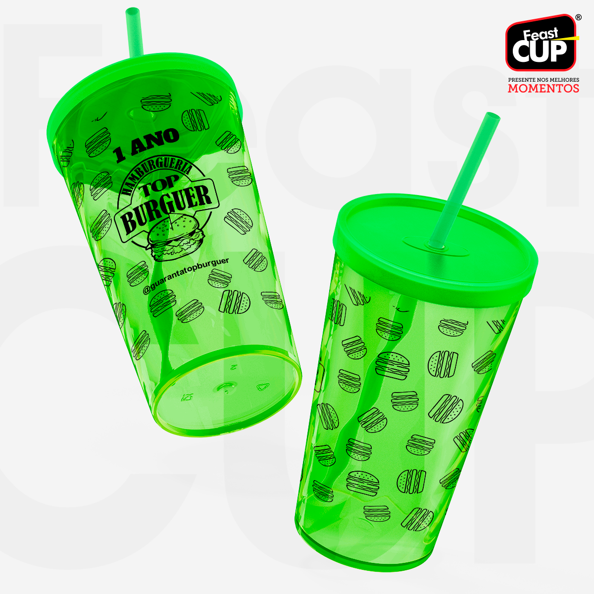 Twister Neon - Com Tampa e Canudo