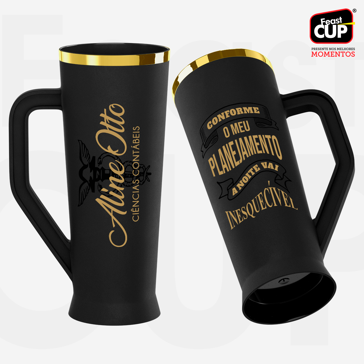 Caneca Slim 430ml - Preta Fosca Premium