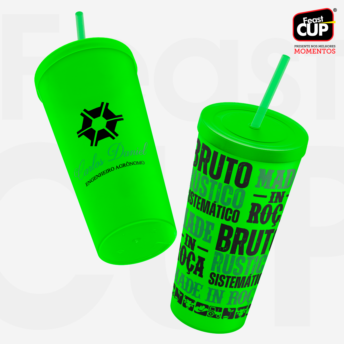 Copo Eco 550ml - Com Tampa e Canudo