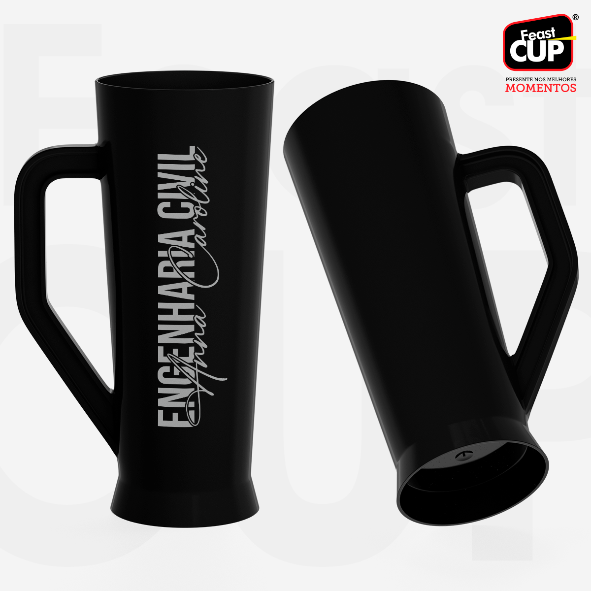 Caneca Slim 430ml Preta Leitosa