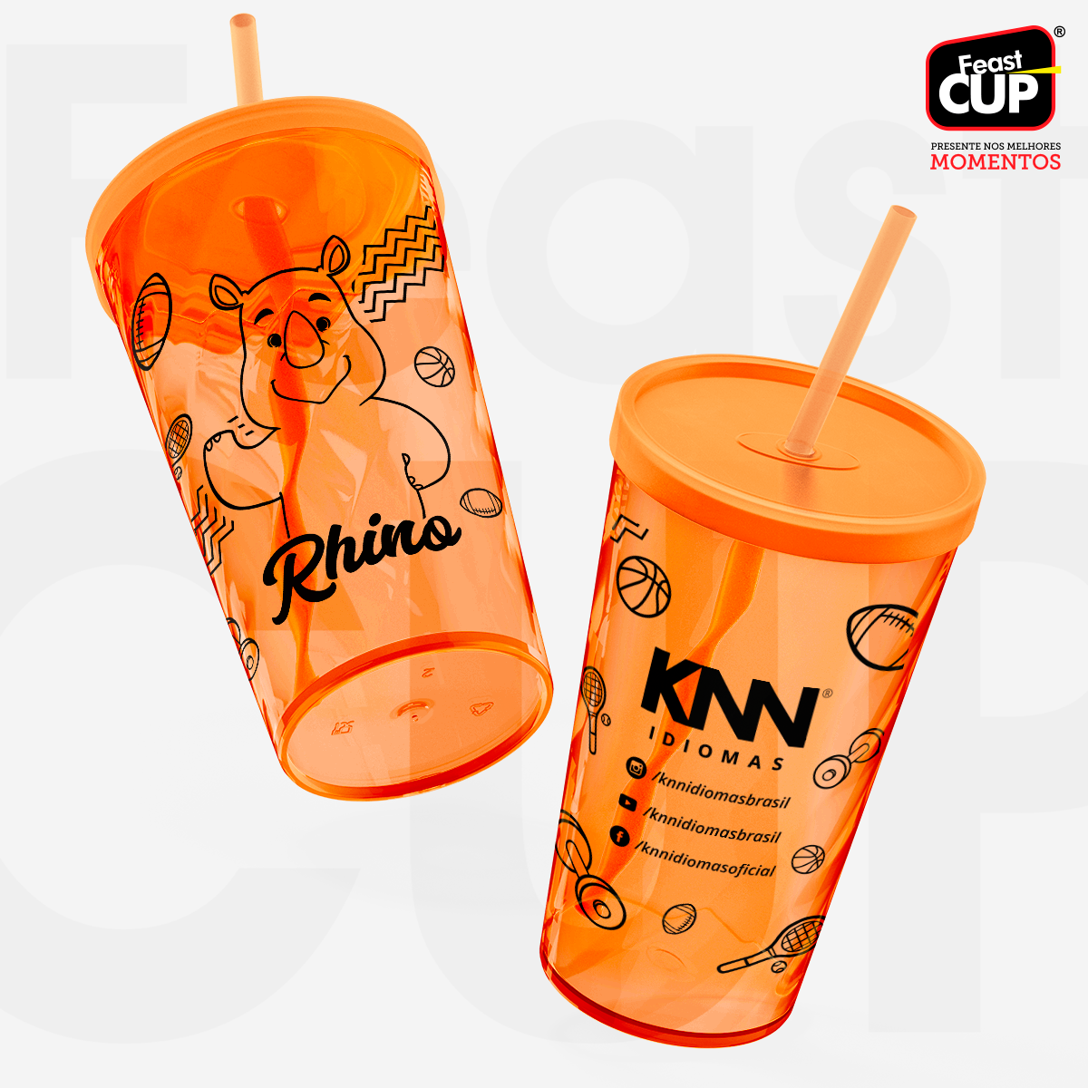 Twister Neon - Com Tampa e Canudo