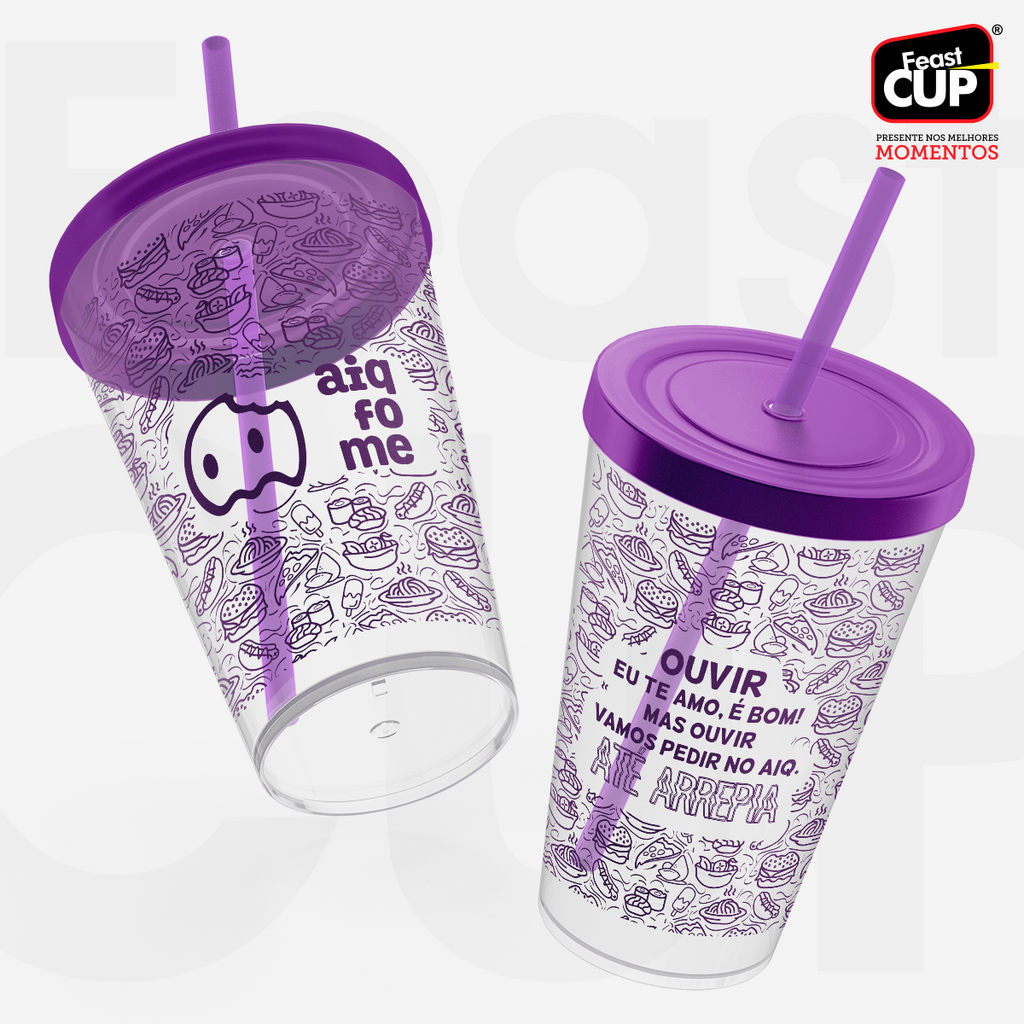 Caldereta 400ml - Transparente  Com Tampa e Canudo