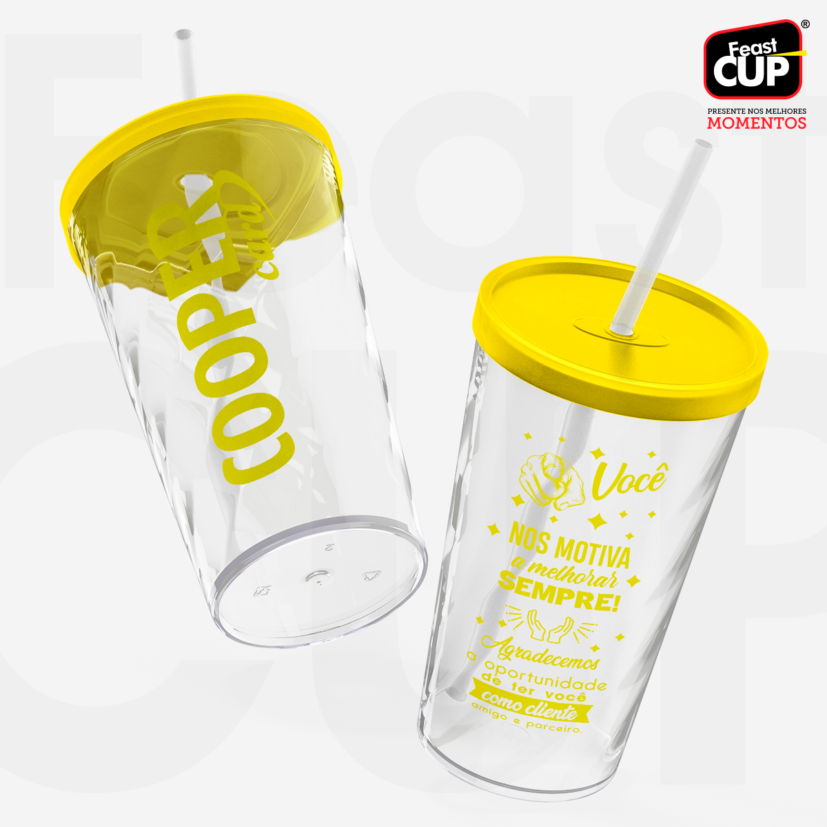 Twister Transparente - Com Tampa e Canudo