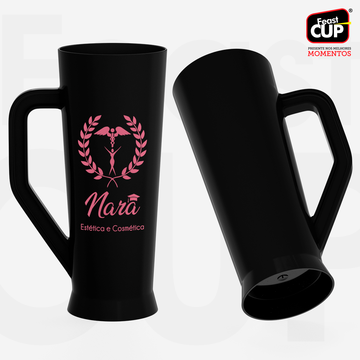 Caneca Slim 430ml Preta Leitosa