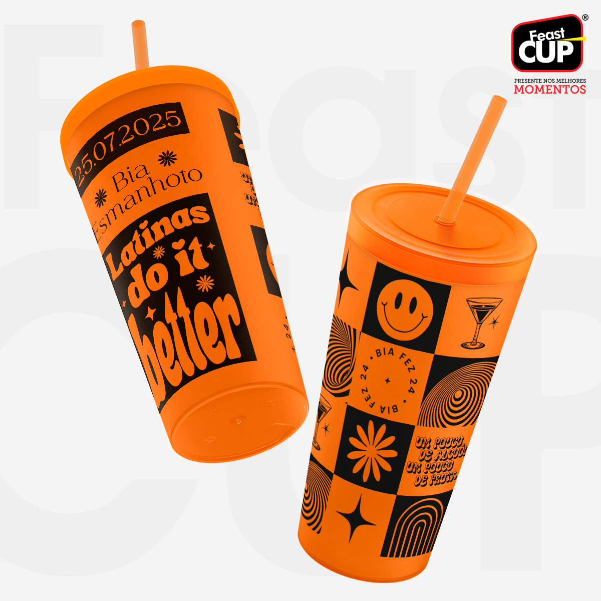 Copo Eco 550ml - Com Tampa e Canudo