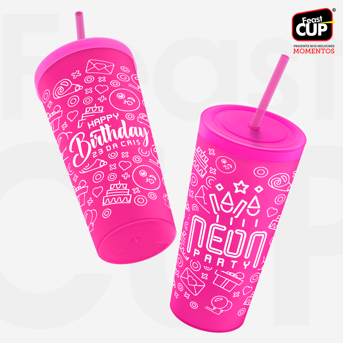 Copo Eco 550ml - Com Tampa e Canudo