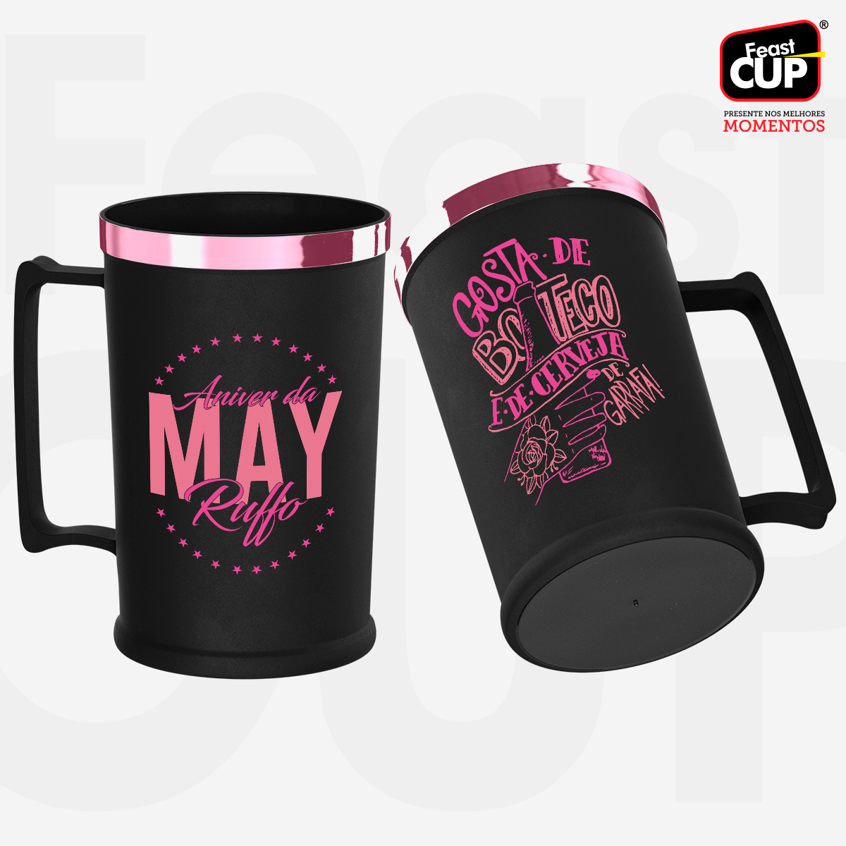 Caneca Chopp 500ml - Preta Fosca Premium