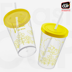 Caldereta 400ml - Transparente  Com Tampa e Canudo