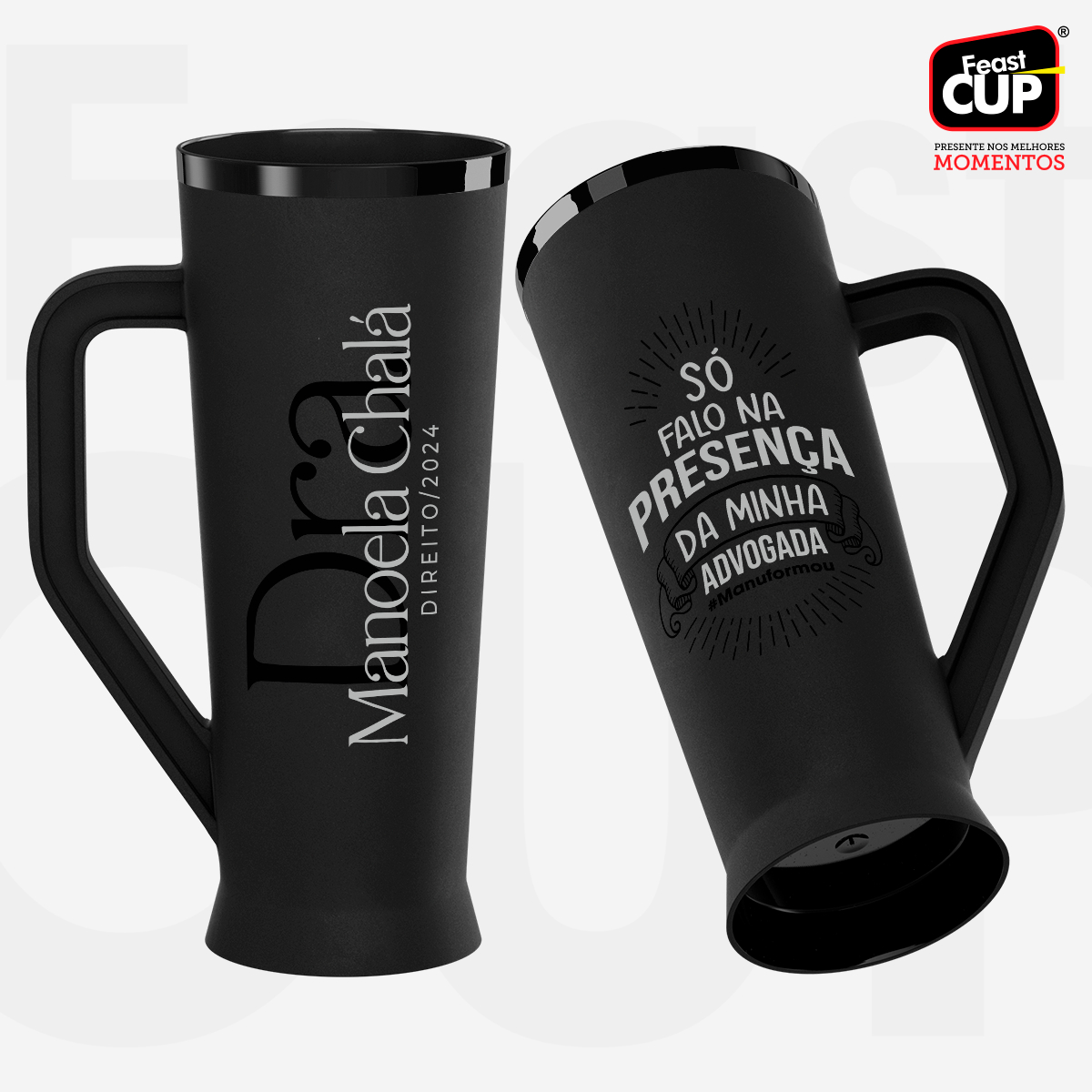 Caneca Slim 430ml - Preta Fosca Premium