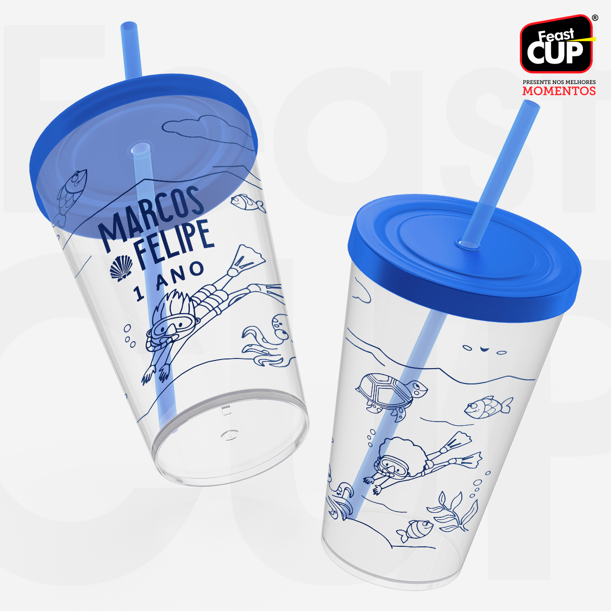 Caldereta 400ml - Transparente  Com Tampa e Canudo