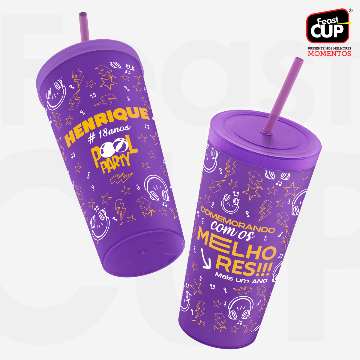 Copo Eco 550ml - Com Tampa e Canudo