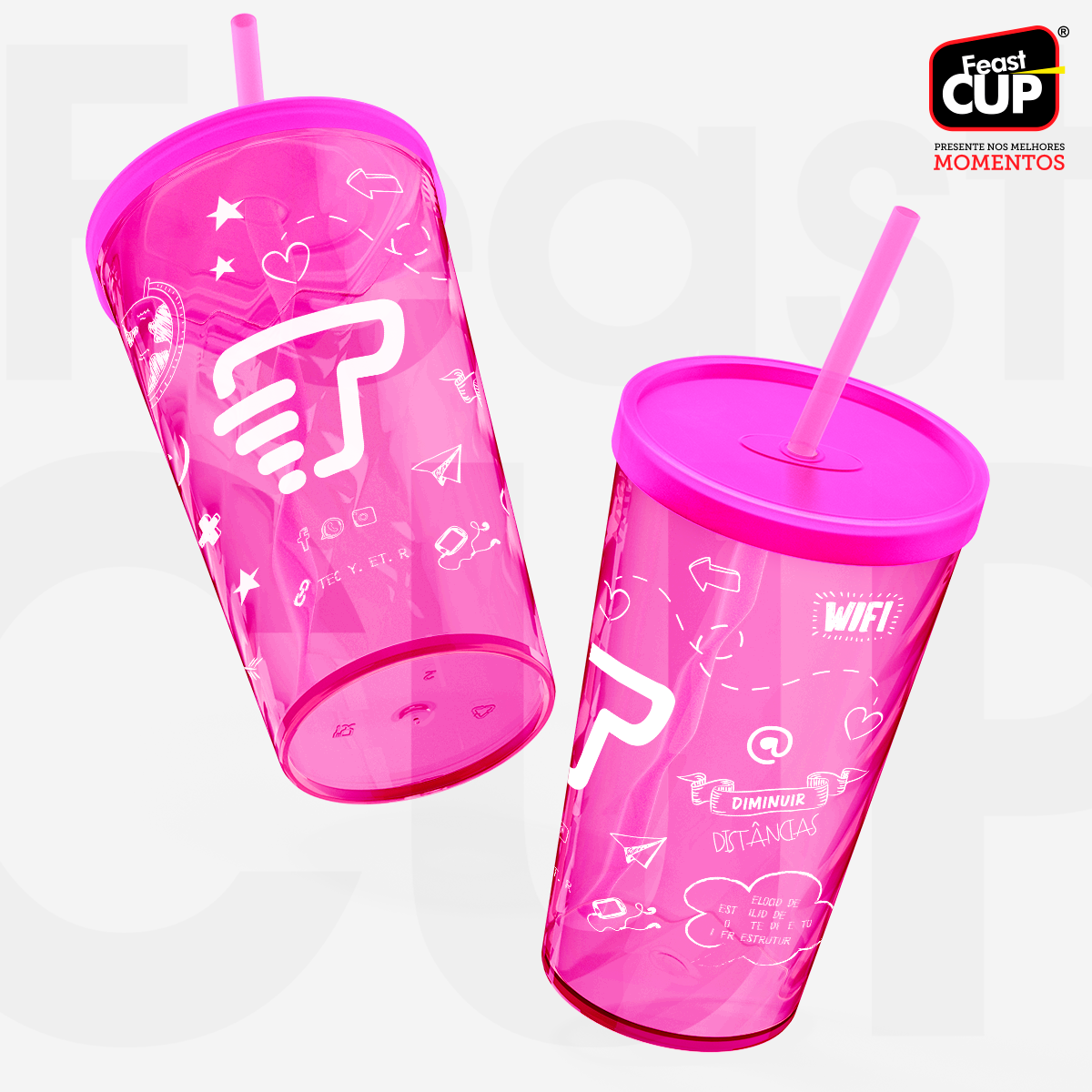 Twister Neon - Com Tampa e Canudo