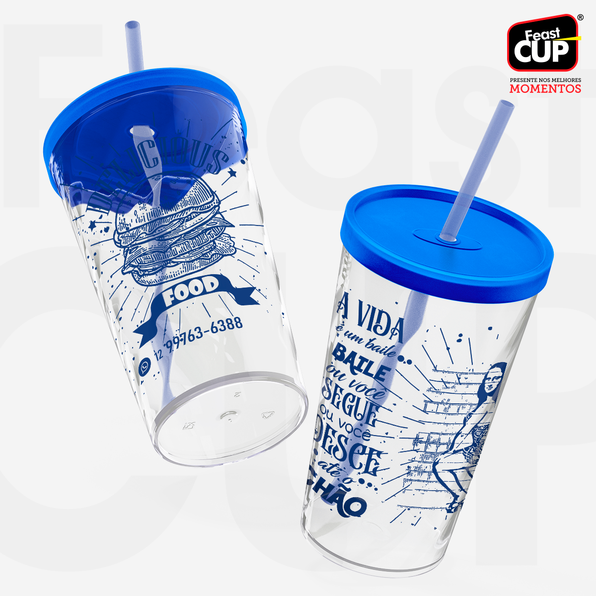 Twister Transparente - Com Tampa e Canudo