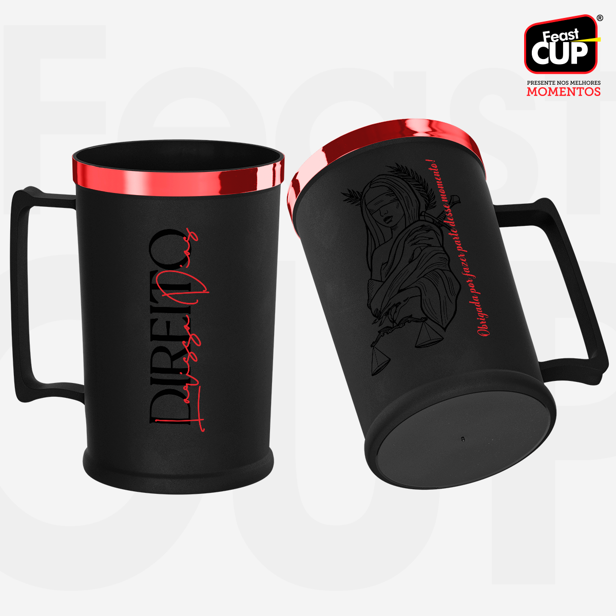 Caneca Chopp 500ml - Preta Fosca Premium