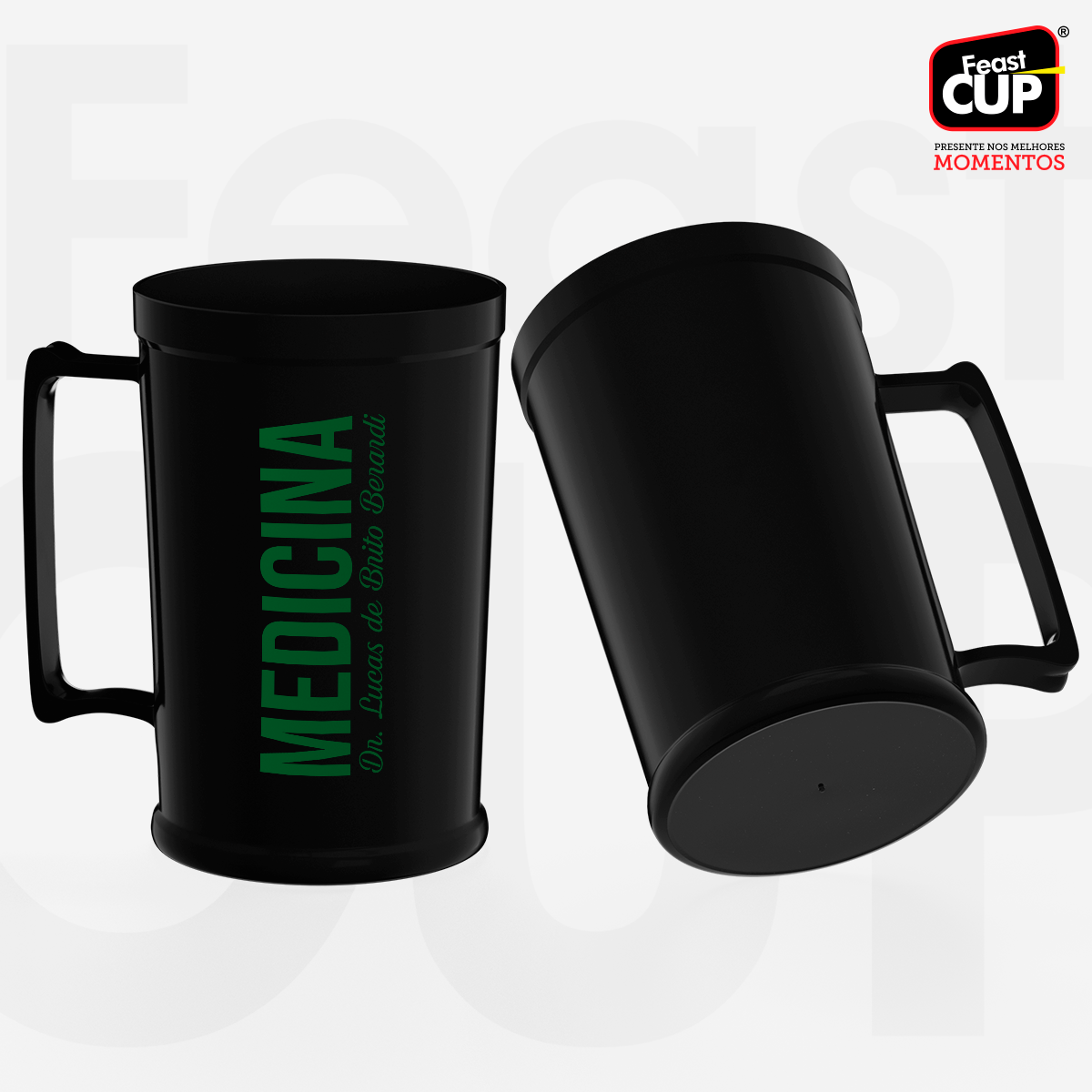 Caneca Chopp 500ml Preta Leitosa
