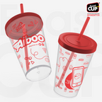 Caldereta 400ml - Transparente  Com Tampa e Canudo