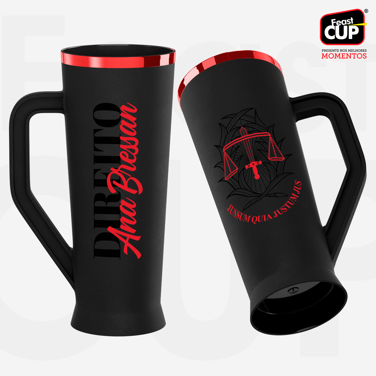 Caneca Slim 430ml - Preta Fosca Premium