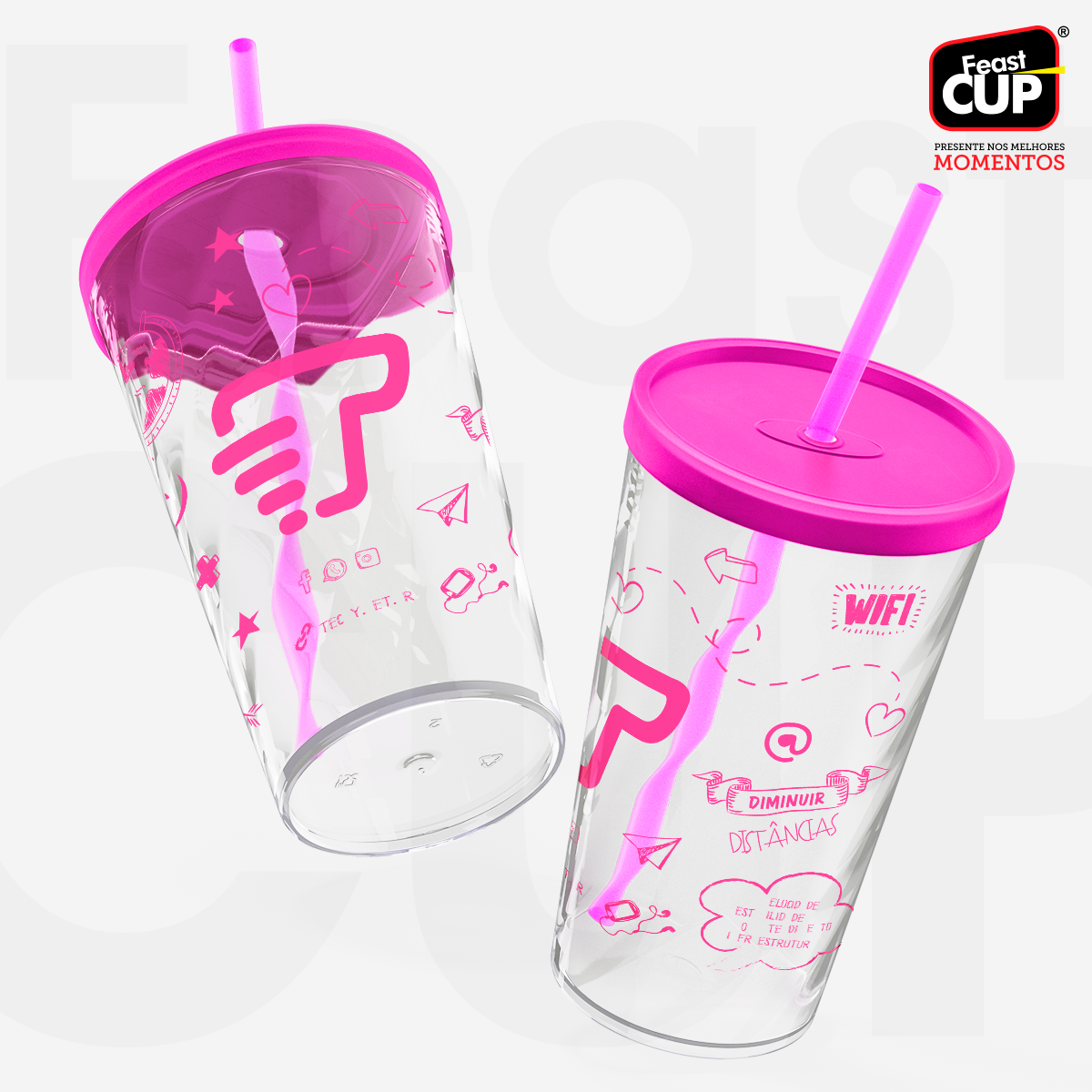 Twister Transparente - Com Tampa e Canudo