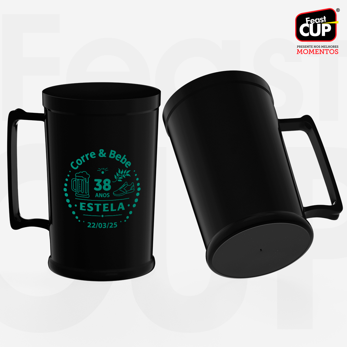 Caneca Chopp 500ml Preta Leitosa