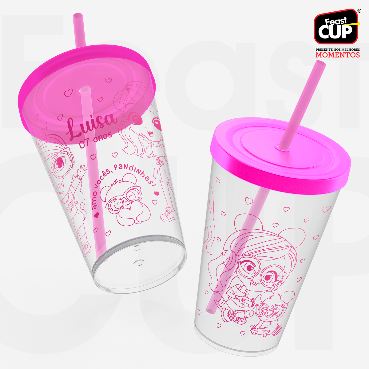 Caldereta 400ml - Transparente  Com Tampa e Canudo