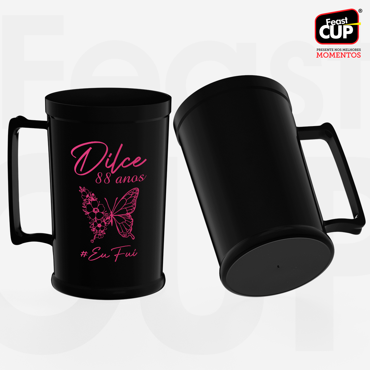 Caneca Chopp 500ml Preta Leitosa