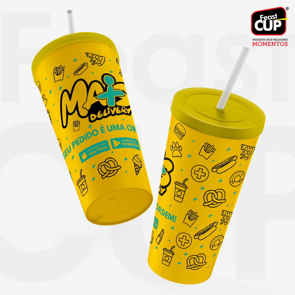 Copo Eco 550ml - Com Tampa e Canudo