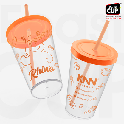 Caldereta 400ml - Transparente  Com Tampa e Canudo