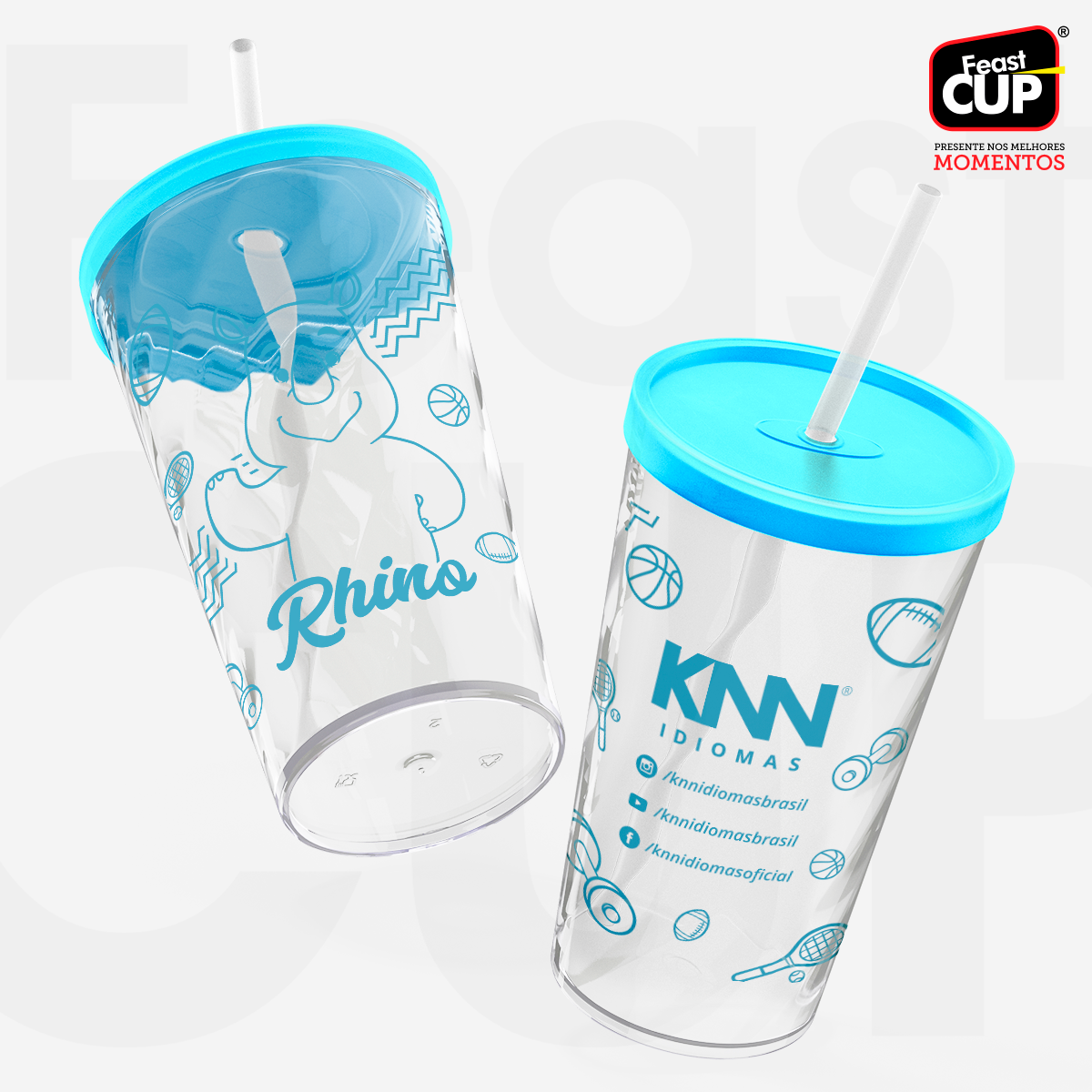 Twister Transparente - Com Tampa e Canudo