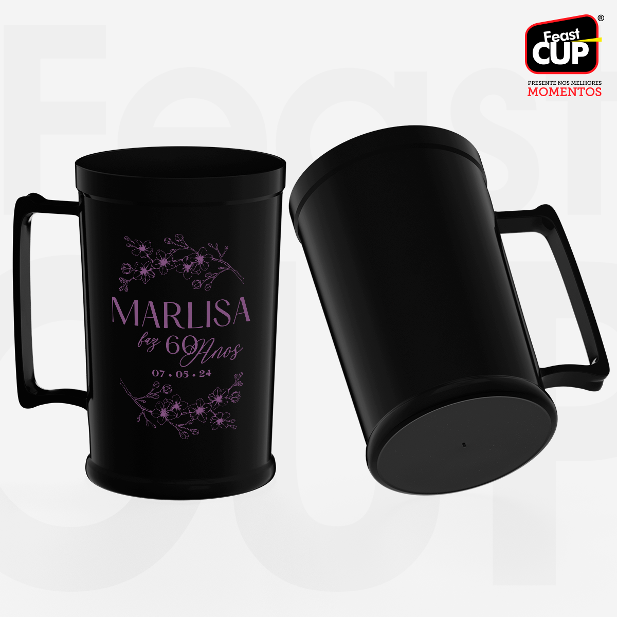 Caneca Chopp 500ml Preta Leitosa