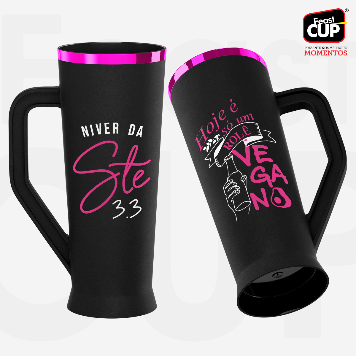 Caneca Slim 430ml - Preta Fosca Premium