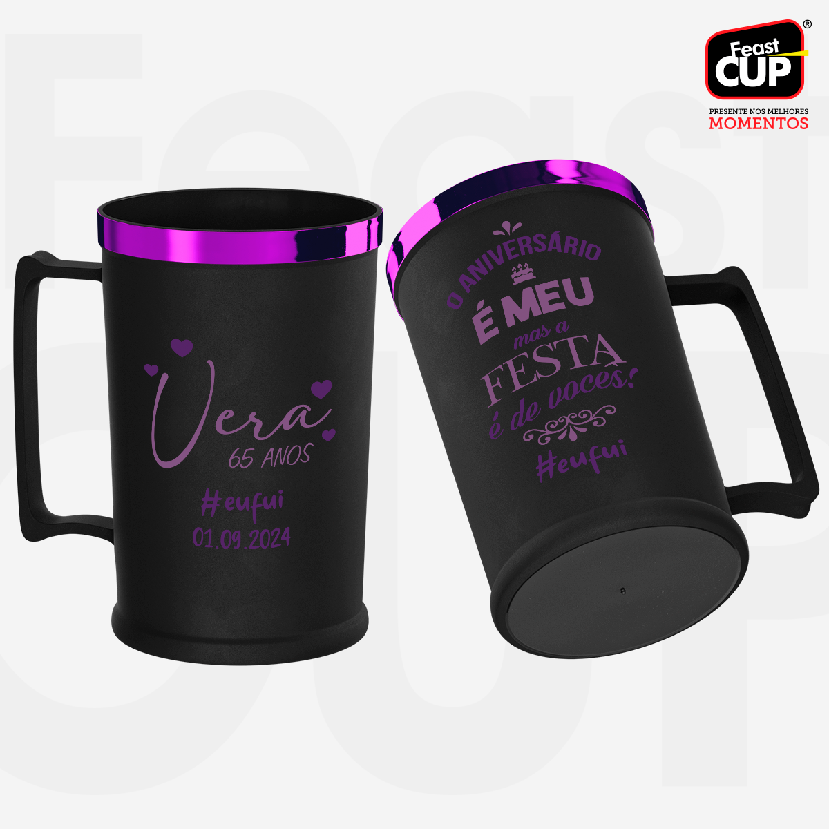 Caneca Chopp 500ml - Preta Fosca Premium