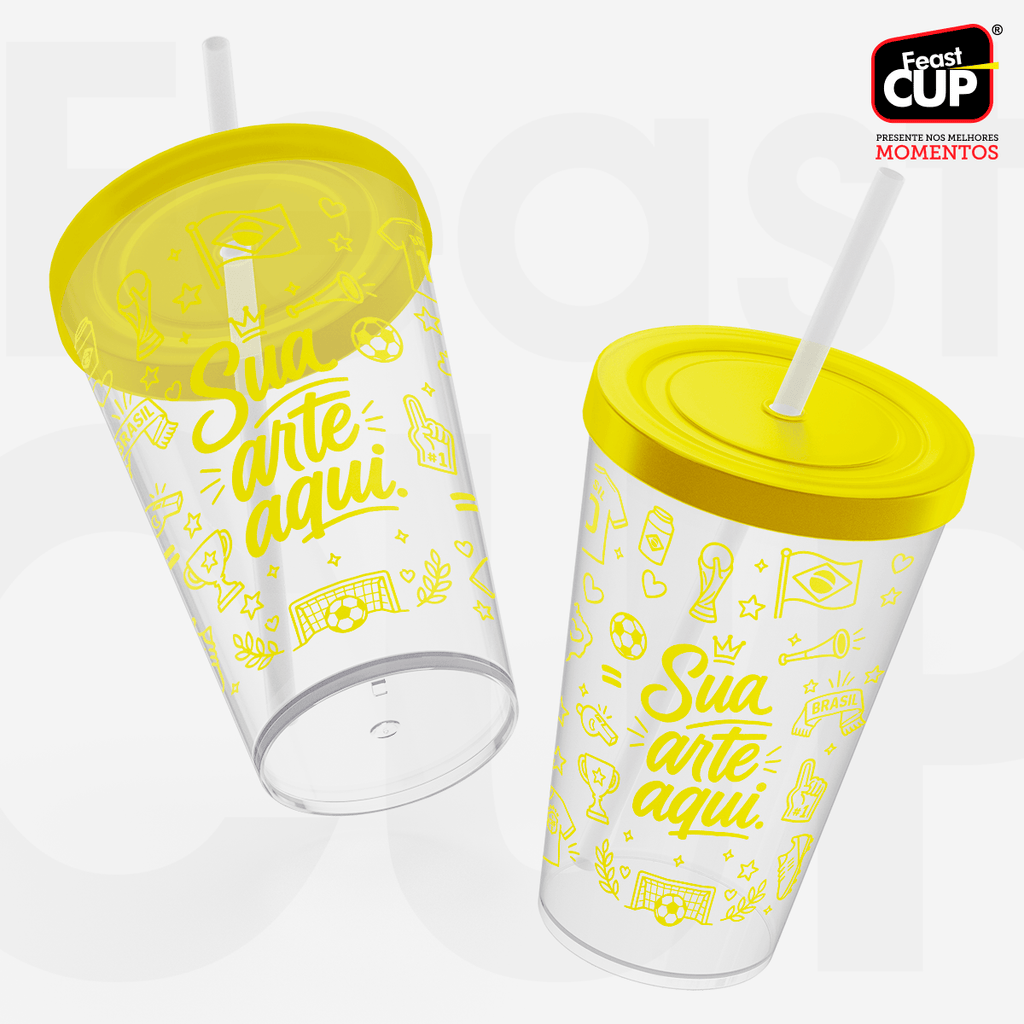 Caldereta personalizada Copa do Mundo 400ml amarela